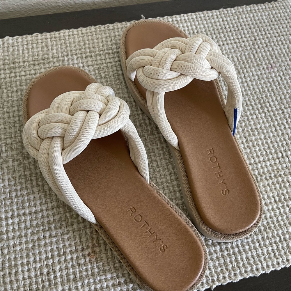 Rothy's Cream and Tan Knotted Sandals - Picture 2 of 8